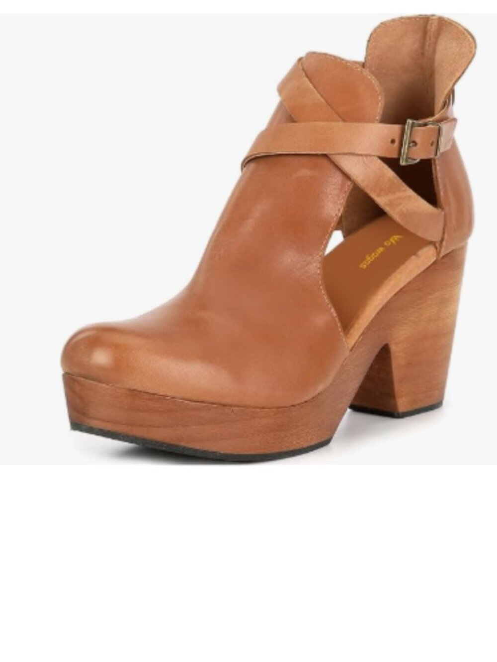 Brown Women Platform Clogs Cutout Ankle Boots Sandals Round Strap Buckle Booties